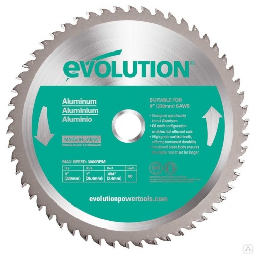 Диск EVOLUTION 230х25.4х2,4х80 по алюминию — купить в интернет-магазине amurinstrument.ru с доставкой по Москве | Каталог с характеристиками и ценами диск evolution 230х25.4х2,4х80 по алюминию, купить metabo, купить husqvarna, купить bosch, купить makita, купить hitachi, купить hikoki, купить oregon, купить stihl