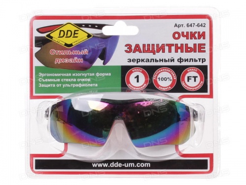 Очки защитные DDE тёмные (радуга) — купить в интернет-магазине amurinstrument.ru с доставкой по Москве | Каталог с характеристиками и ценами очки защитные dde тёмные (радуга), купить metabo, купить husqvarna, купить bosch, купить makita, купить hitachi, купить hikoki, купить oregon, купить stihl